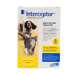 6 MONTH Interceptor For Dogs 26-50lbs and Cats 6.1-12lbs